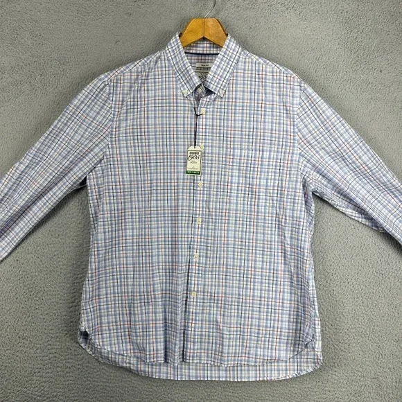 Jos. A. Bank 1905 Button Down Shirt Adult XL Blue Multi Plaid Slim Fit Mens NEW
